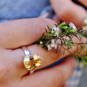 citrine teardrop silver gemstone ring