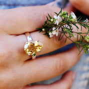 citrine teardrop silver gemstone ring