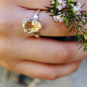 citrine teardrop silver gemstone ring