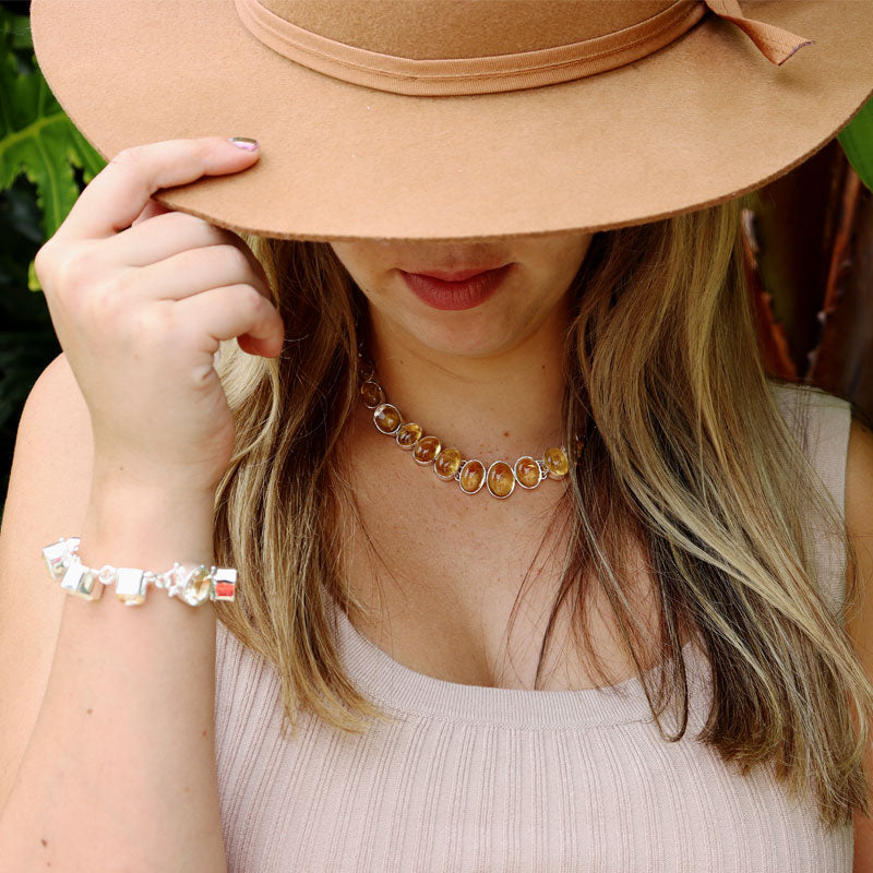 citrine gemstone sterling silver necklace