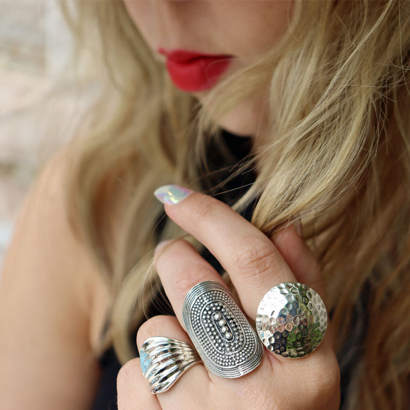 boho style silver tribal ring