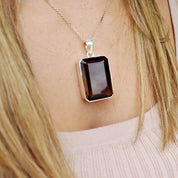 big smoky quartz sterling silver gemstone pendant