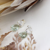 green amethyst quartz sterling silver gemstone earrings