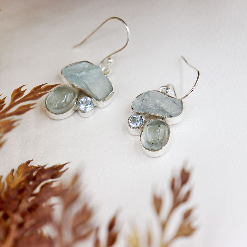 aquamarine sterling silver gemstone earrings