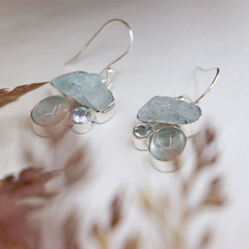 aquamarine sterling silver gemstone earrings