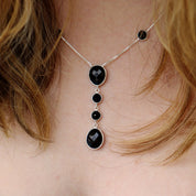 black onyx silver gemstone necklace