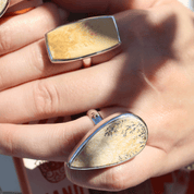 silver leaf jasper gemstone teardrop ring