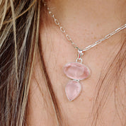 rose quartz sterling silver gemstone pendant