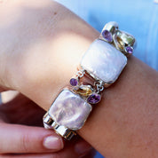 biwa pearl amethyst citrine sterling silver gemstone bracelet