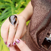 big chunky smoky quartz sterling silver gemstone ring