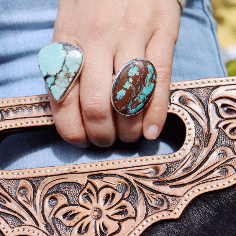 8 Pcs Bohemian Tribal Turquoise Stackable Rings Set, Gypsy Festival Jewelry  for Women Girls Carved Finger