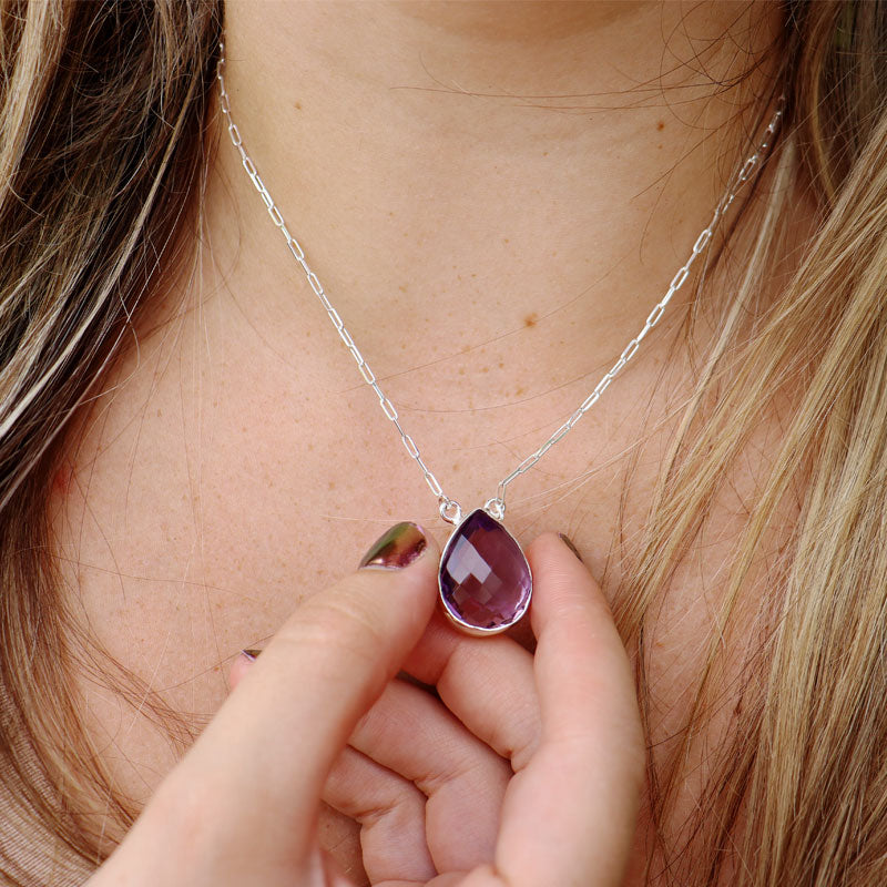 amethyst sterling silver gemstone necklace