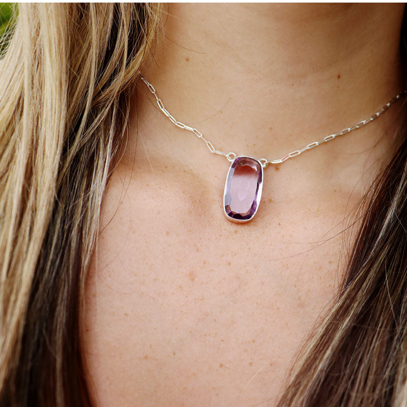 amethyst sterling silver gemstone necklace