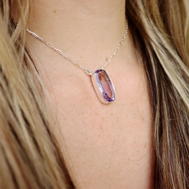 amethyst sterling silver gemstone necklace