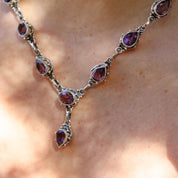 amethyst silver gemstone necklace