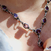 amethyst silver gemstone necklace