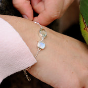 green amethyst moonstone silver bracelet