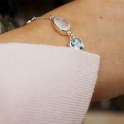 moonstone blue topaz silver bracelet