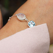 moonstone blue topaz silver bracelet