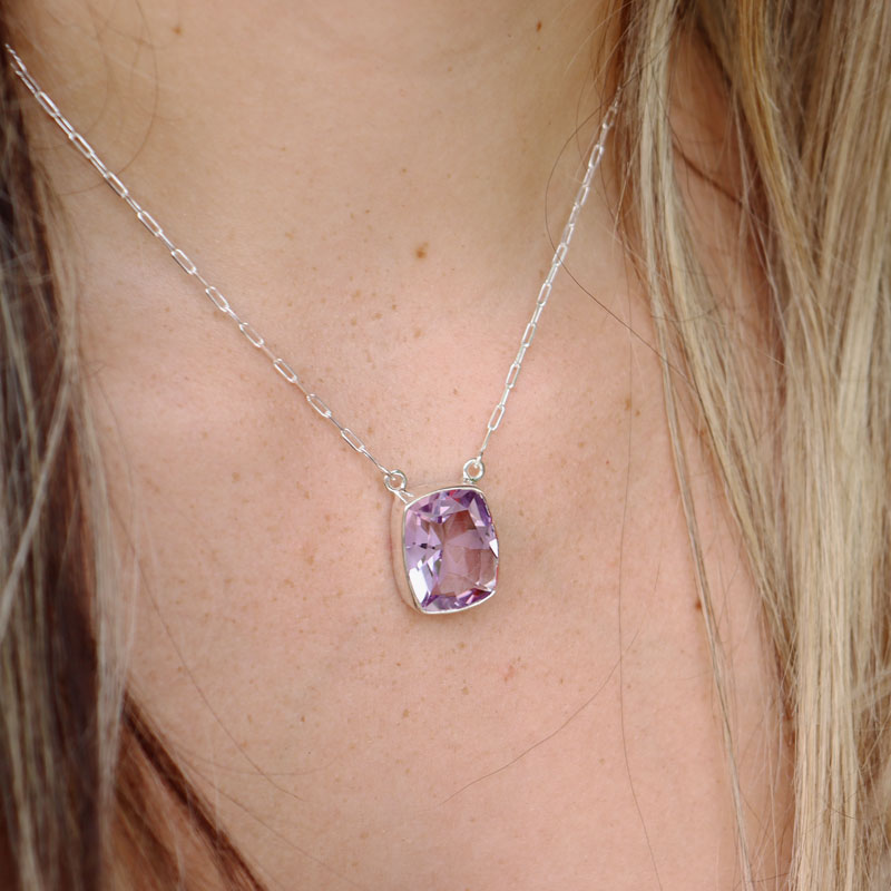 amethyst sterling silver gemstone necklace