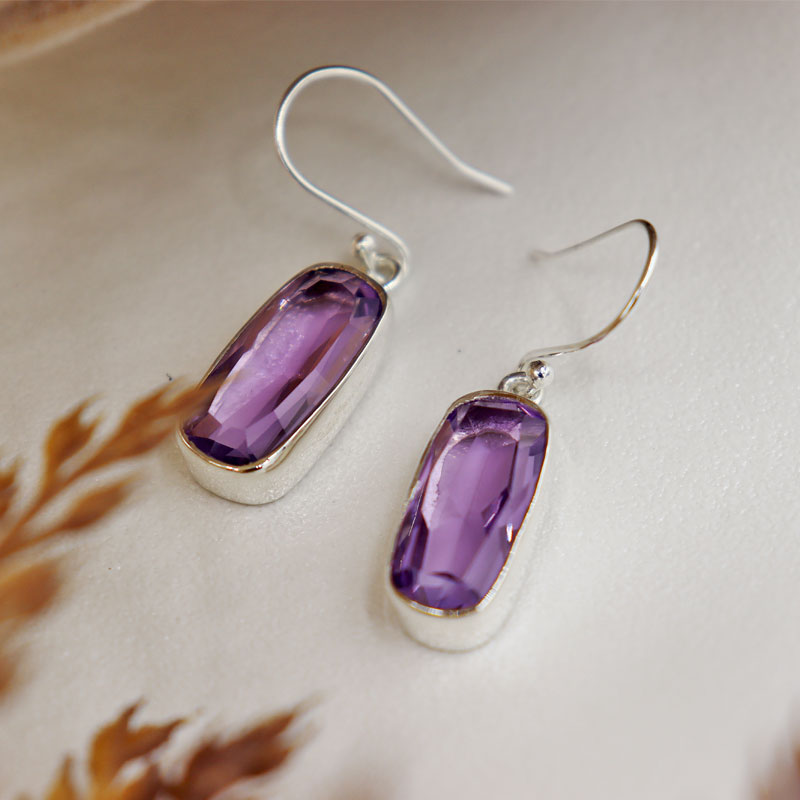 amethyst sterling silver gemstone earrings