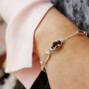 smoky quarts citrine silver gemstone bracelet