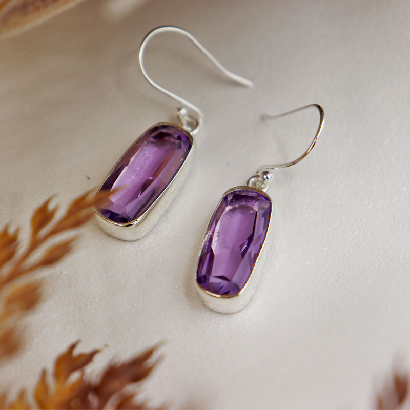 amethyst sterling silver gemstone earrings