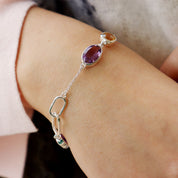 amethyst citrine silver gemstone bracelet