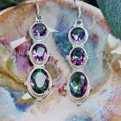 mystic topaz silver gemstone earrings