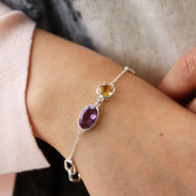 amethyst citrine silver gemstone bracelet