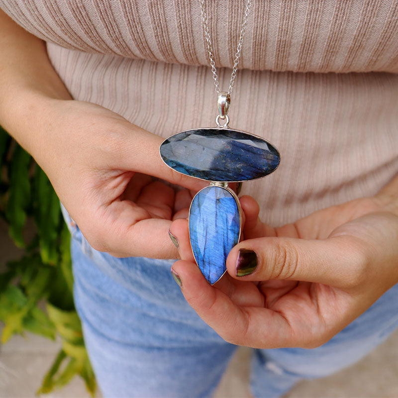 big statement labradorite sterling silver gemstone pendant