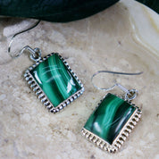 malachite silver gemstone earrings