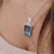 swiss blue topaz sterling silver gemstone pendant