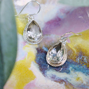 clear quartz silver gemstone earrings