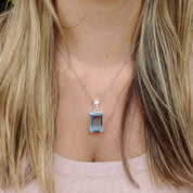 swiss blue topaz sterling silver gemstone pendant