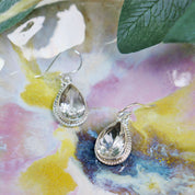 clear quartz silver gemstone earrings