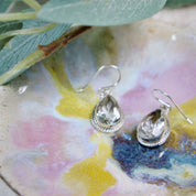 clear quartz silver gemstone earrings