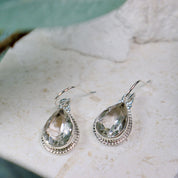 clear quartz silver gemstone earrings