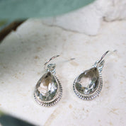 clear quartz silver gemstone earrings