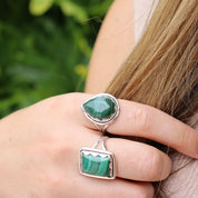 malachite sterling silver gemstone ring