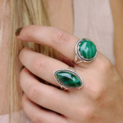 malachite sterling silver gemstone ring