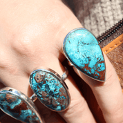 large shattuckite oval silver gemstone ring