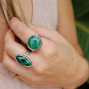 malachite sterling silver gemstone ring