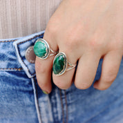 malachite sterling silver gemstone ring