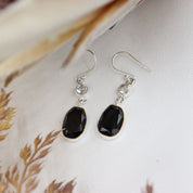 black onyx clear quartz sterling silver gemstone earrings