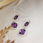 amethyst gemstone sterling silver earrings