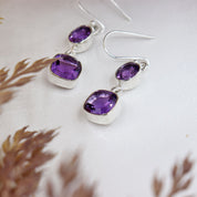 amethyst gemstone sterling silver earrings