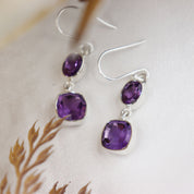 amethyst gemstone sterling silver earrings