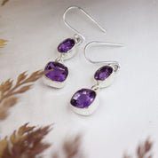 amethyst gemstone sterling silver earrings