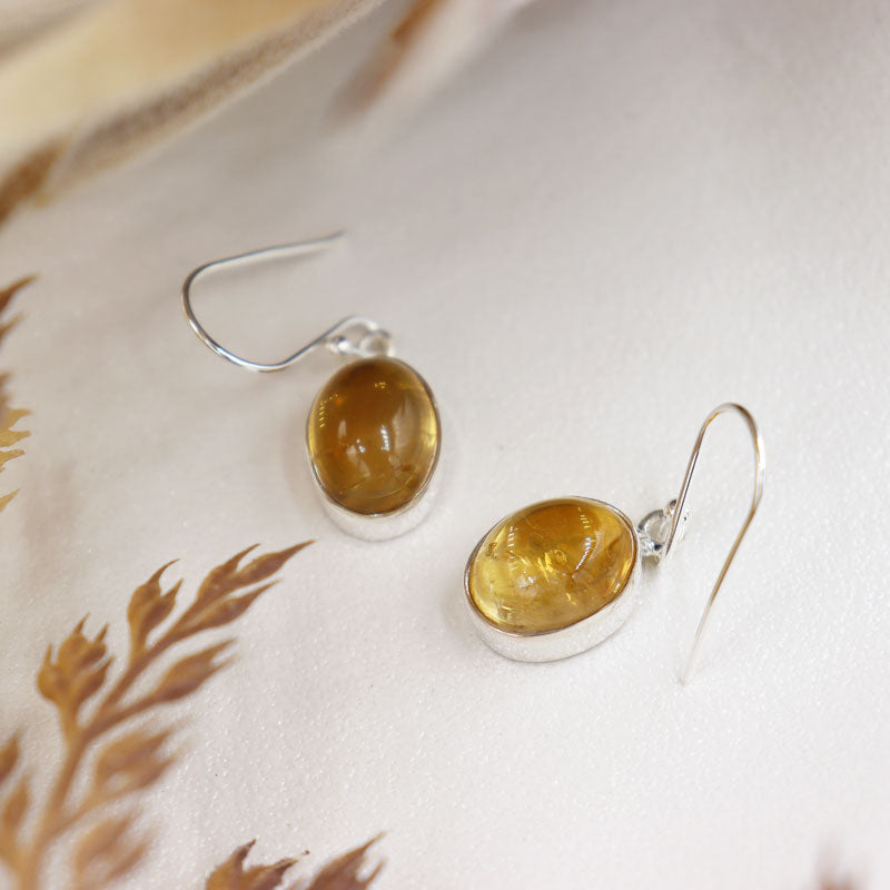 citrine gemstone sterling silver earrings